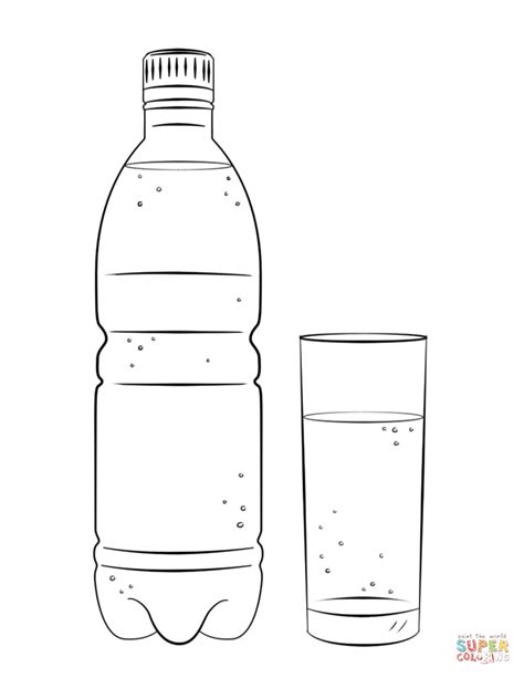 Water Bottle and Glass coloring page | Free Printable ...