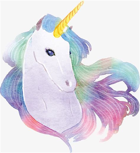 Water color white unicorn, Vector Png, Unicorn, Hand Drawn ...