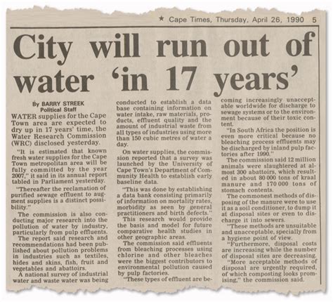 #WaterCrisis: 1990 article shows Day Zero plans should ve ...