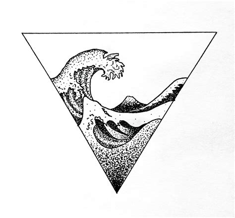 Wave Hokusai geometric tattoo dotwork art design | drawing ...