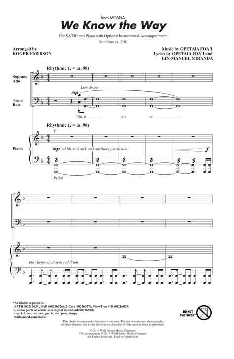 We Know The Way | Sheet Music Direct