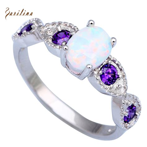 Wedding Purple Cubic Zirconia rings for teen girls White ...