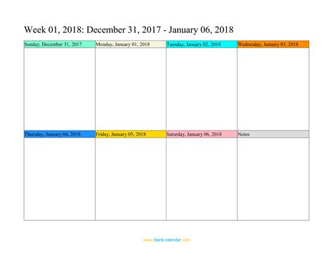 Weekly Calendar 2018  WORD, EXCEL, PDF