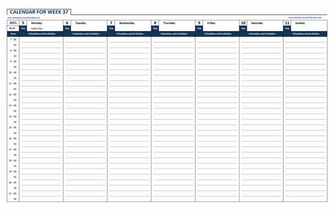 Weekly Calendar Excel | weekly calendar template