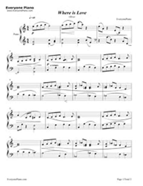 Where is Love Oliver Free Piano Sheet Music & Piano Chords