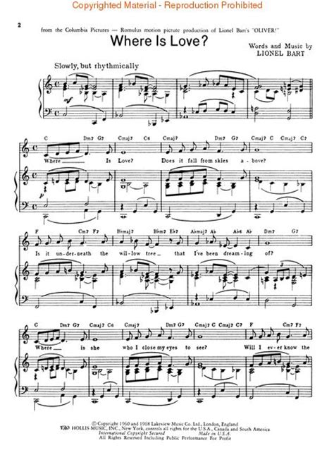 Where Is Love?  from Oliver!  Sheet Music  SKU: HL.378856 ...