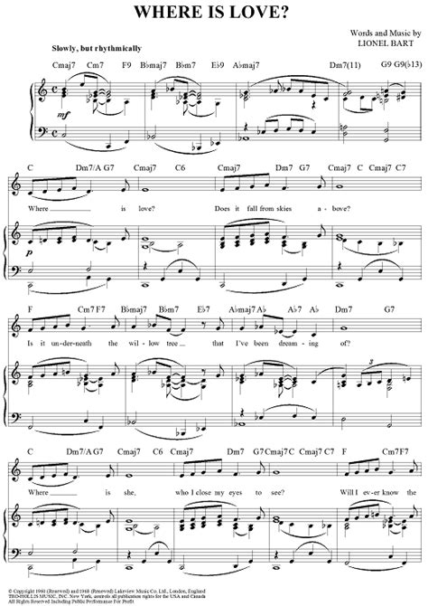 Where Is Love? Sheet Music   Music for Piano and More ...