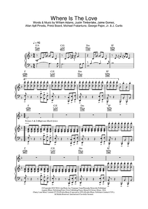 Where Is The Love Sheet Music   Music for Piano and More ...