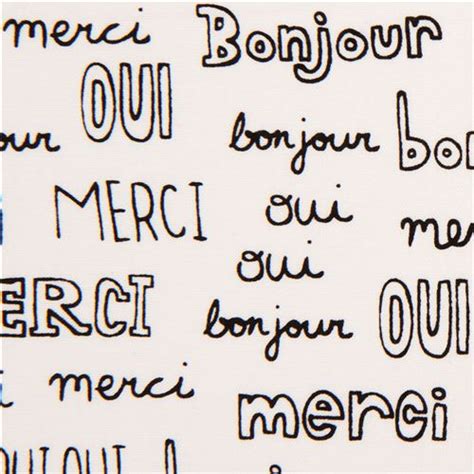 white French words fabric by Robert Kaufman USA, Retro ...