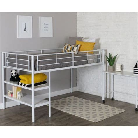 White Metal Bunk Beds with Desk for Children