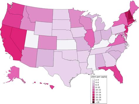 Wine Consumption Map United States   Business Insider