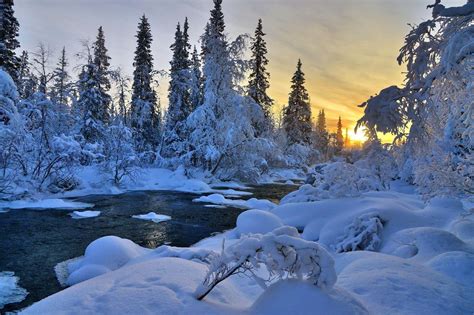 Winter Fluss Natur Bäume Landschaft 1080p HD Wallpaper ...
