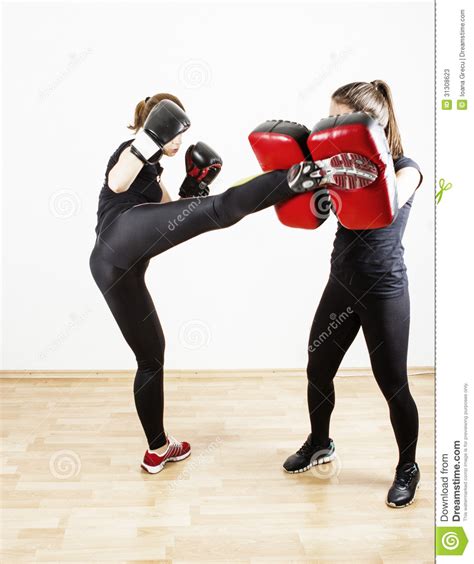 Woman doing kick boxing stock image. Image of learn ...