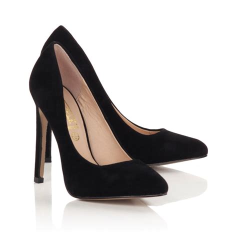 Womens Black Suede Stiletto Court Shoes