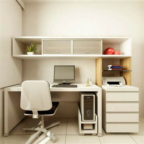 Wonderful Small Home Office Design With White Desk ...