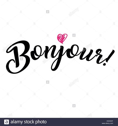 Word hello in French. Bonjour. Fashionable calligraphy ...