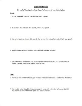 Worksheet   Distance Speed Time Word Problems  Part 1  by ...