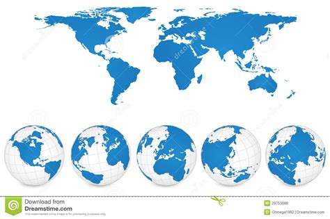 World Map And Globe Detail Vector Illustration. Stock ...