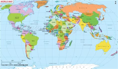 World Map With Countries And Cities | Red Poppy Art ...