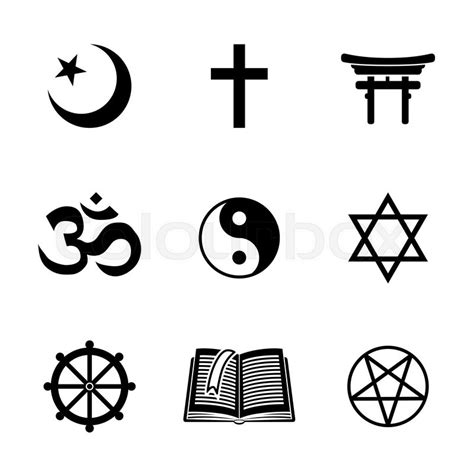World religion symbols set with   christian, Jewish, Islam ...