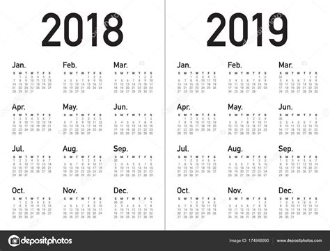 Year 2018 2019 calendar vector — Stock Vector ...