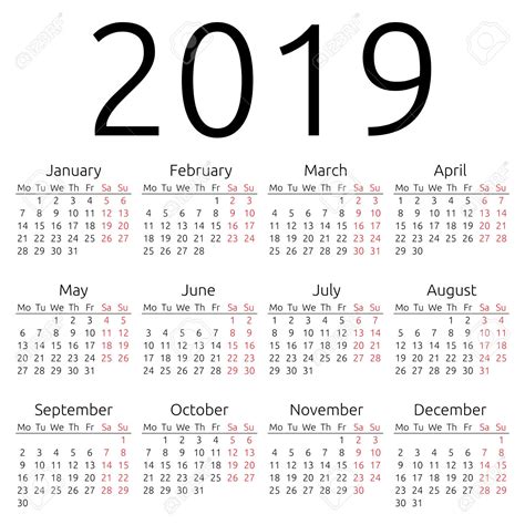 Yearly Calendar 2019 | free calendar 2018