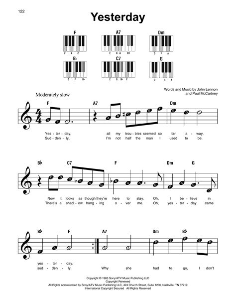 Yesterday partituras por The Beatles  Piano Súper Fácil ...