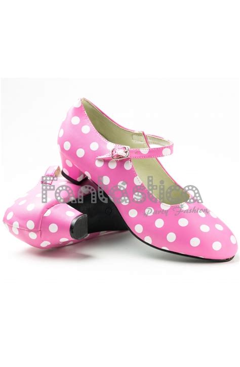 Zapatos para Flamenco Color Rosa y Lunares Blancos ...