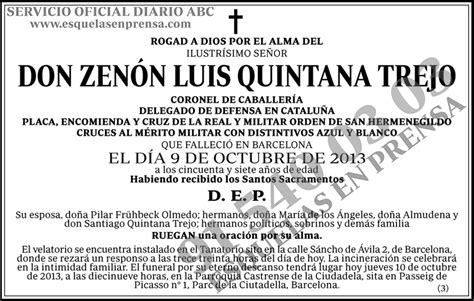 Zenón Luis Quintana Trejo | Esquelas en Prensa