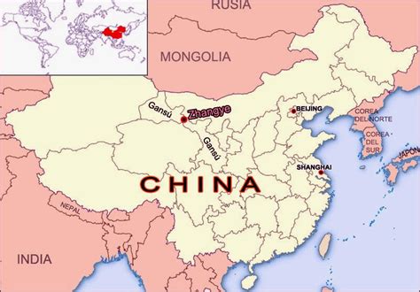 Zhangye Danxia Landform China Map