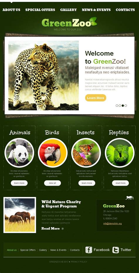 Zoo Facebook HTML CMS Template #46325