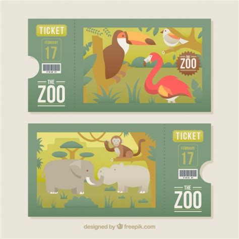Zoo tickets with animals set Vector | Free Download