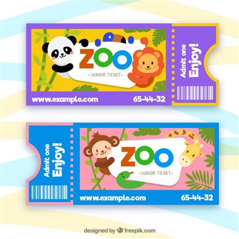 Zoo tickets with cartoon animals Vector | Free Download